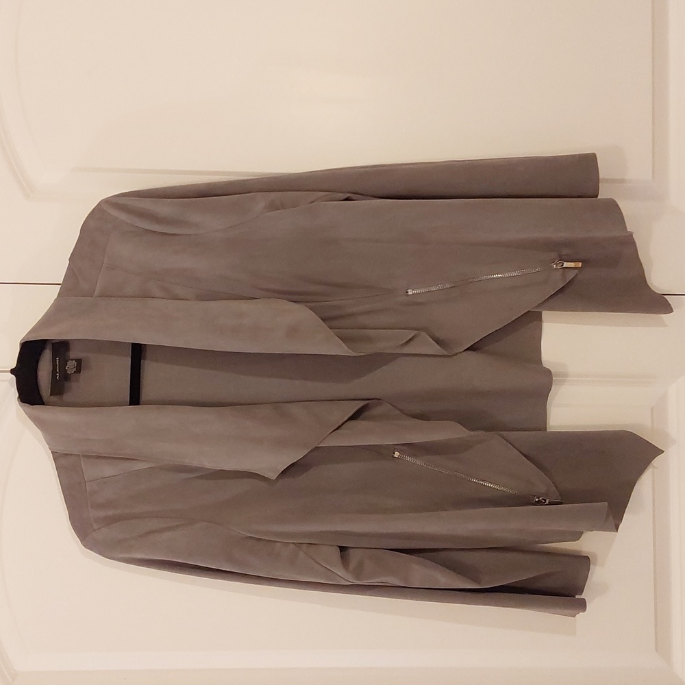 Alfani Women's jacket blazer faux suede gray XL